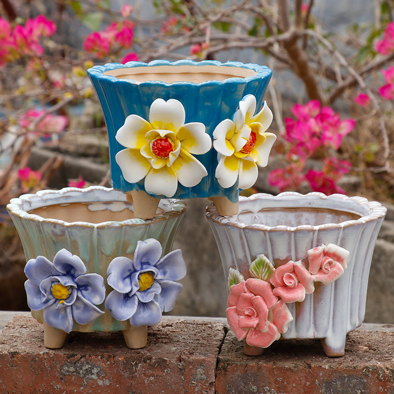 Handmade Flower Pots, Exquisite Ornaments, Coarse Pottery Succulent Flower Pots Handmade Flower Pots, Exquisite Ornaments, Coarse Pottery Succulent Flower Pots