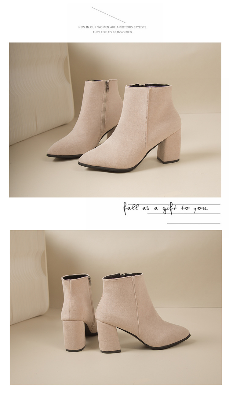 Damen Stiefeletten Mit Absatz Aus Wildleder Für Den Winter_voghion.com