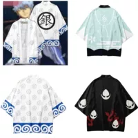 Новинка 2022 года, горячая распродажа, серебряное кимоно Soul Fairy Tail Harajuku, халат, верхняя одежда, плащ с перьями, кардиган