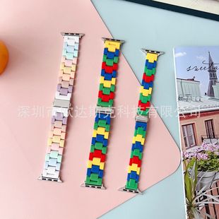 Suitable for Apple Candy Building Blocks Color Matching Rainbow Watch Strap Apple Watchs10/9/8/Se/7/6/54