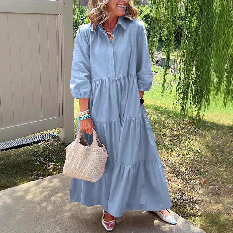 2026 Spring New Cross-Border Summer Hot Item Independent Station Bestseller Amazon Hot Selling Long Faux Cotton-Linen Dress