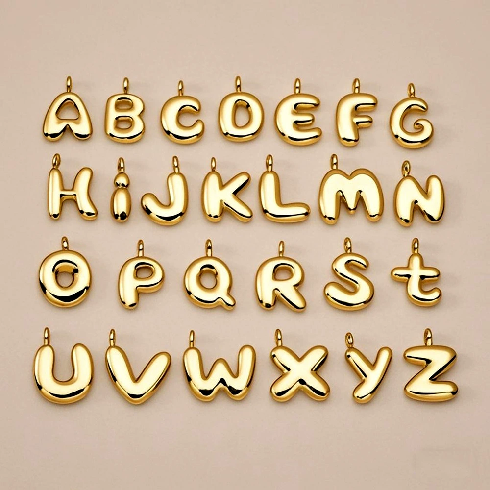 Европейский и американский титановый стальной пузырь воздушный шар 26 английские буквы подвеска пухлые мини пузырьки буквы подвеска из нержавеющей стали
