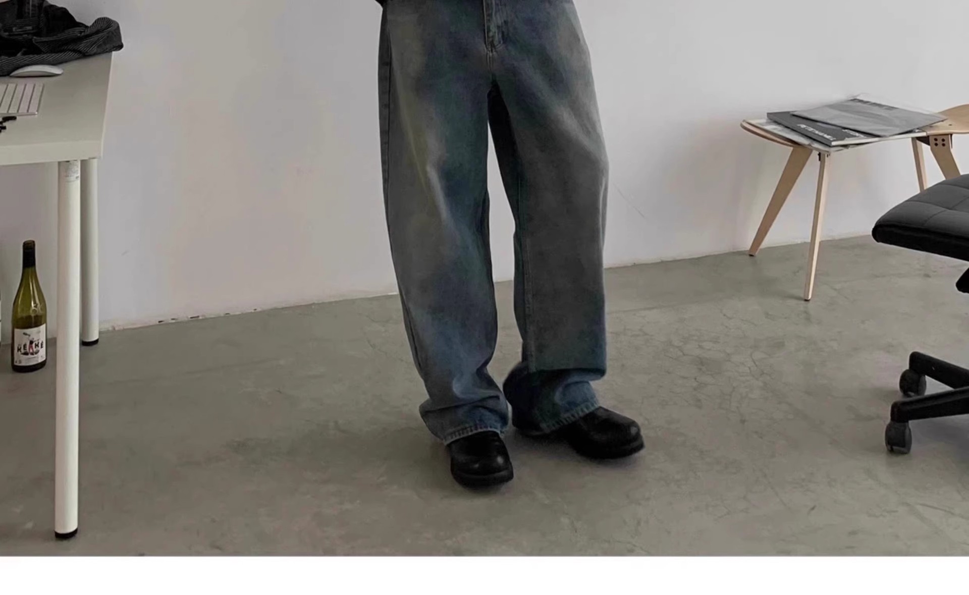 Jeans vintage uomo lavaggio distressed gamba larga stile retro_voghion.com
