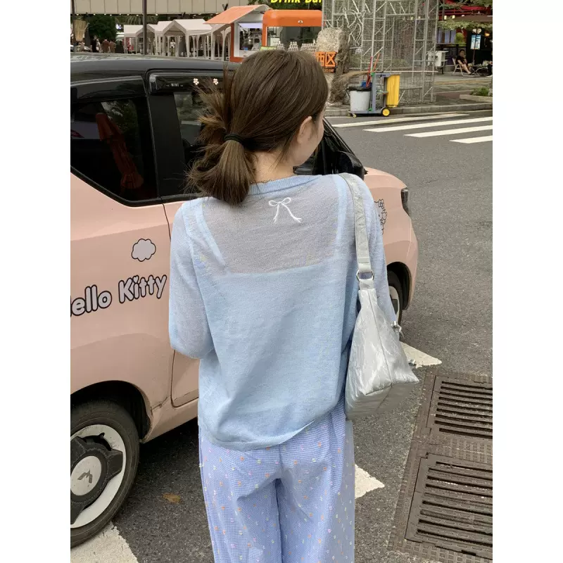 冰丝防晒开衫薄款针织外套女装2025夏季新款披肩夏季外搭罩衫上衣