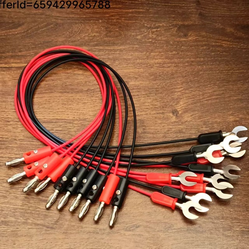 U形铜接线叉转4mm香蕉插头连接导线 初中物理电学电路实验导线