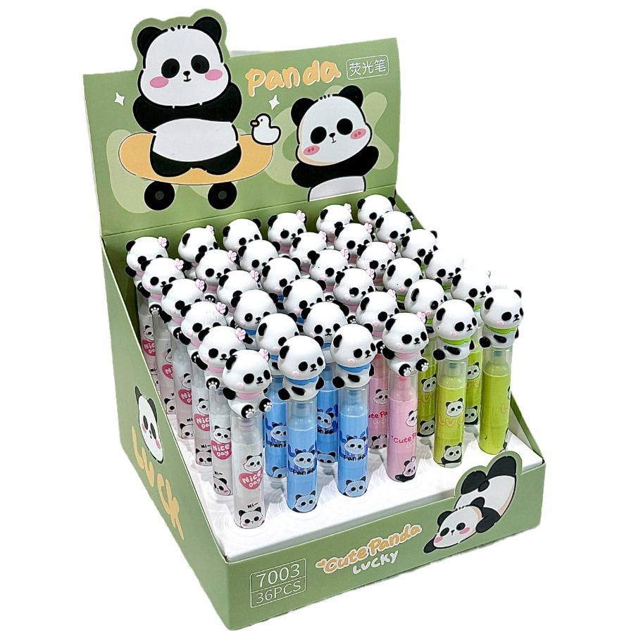 Cartoon group boy panda puntero pen