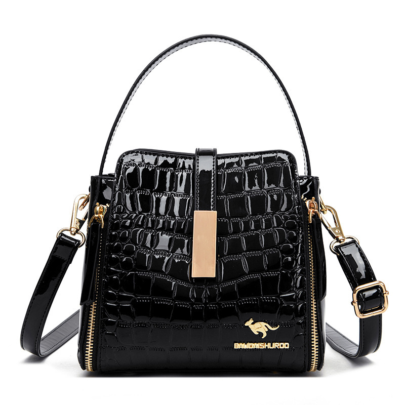 2025 New Arrival Patent Leather Bright High-grade Texturized Middle-aged Women's Bag Portable Bucket Shoulder Bag Atmospheric Mother Crossbody Bag 2025 New Arrival Patent Leather Bright High-grade Texturized Middle-aged Women's Bag Portable Bucket Shoulder Bag Atmospheric Mother Crossbody Bag
