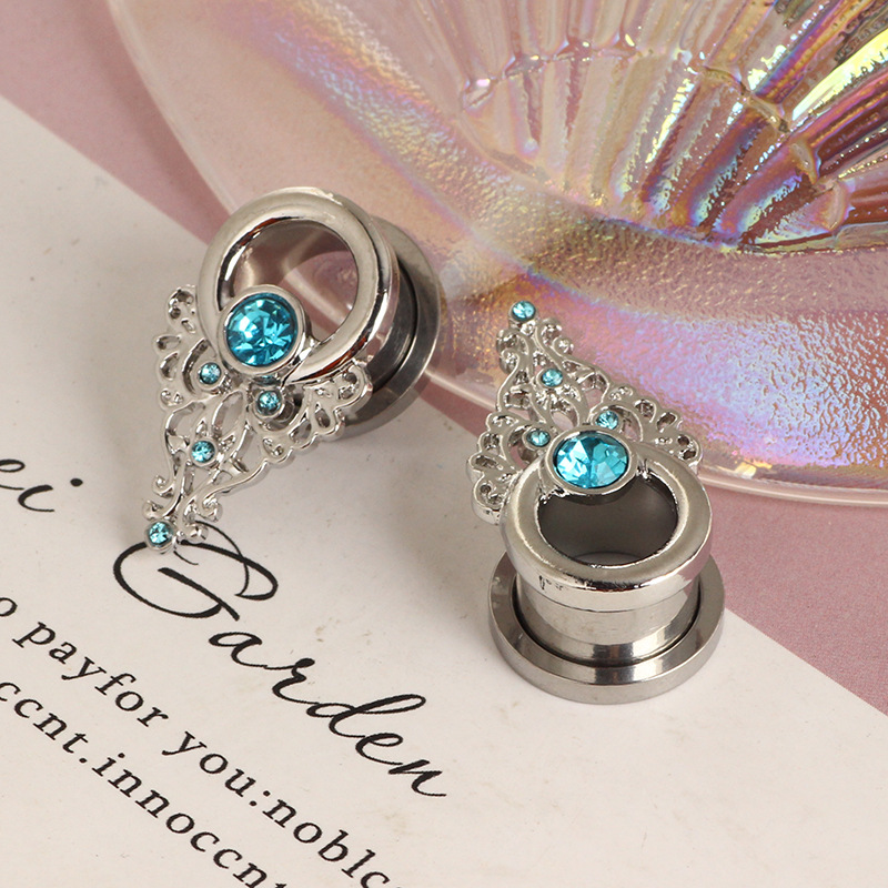 Rose Gold Stainless Steel Flower Auricle Ear Piercing Jewelry, 16mm Body Piercing with Cubic Zirconia, Fresh Design detail image 9