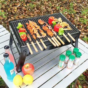 Barbecue Grill Outdoor Charcoal Barbecue Grill Household Portable Bbq Thickeneded Barbecue Box Set Barbecue Tools for 3-6 People