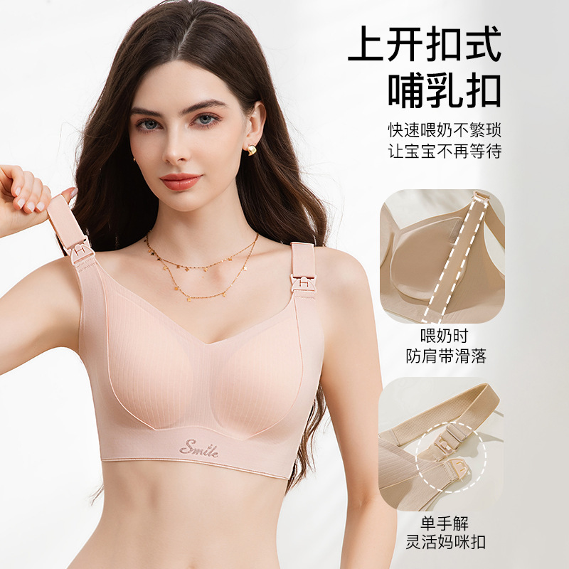 Seamless Nursing Bra for Pregnancy, Comfortable Lift and Support, Anti-Sagging, Side-Gathering, Wireless Postpartum Nursing Bra