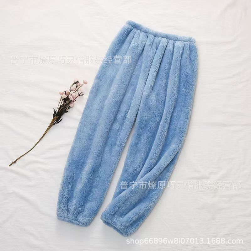 Pantalones de pijama de franela de coral de dibujos animados, pantalones de pijama de hombre, pantalones de invierno de otoño de mujer, pantalones caseros