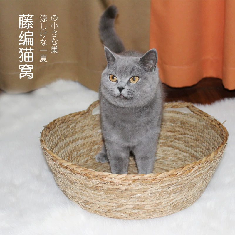 Кошачье гнездо Товары для домашних животных Гнездо из ротанга, плетеное вручную, универсальный летний коврик Four Seasons, коврик Тедди, маленькая собака
