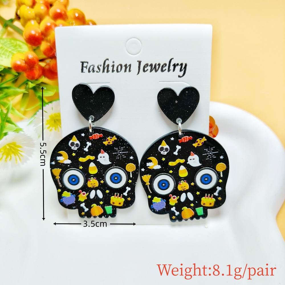 8g Weight 304 Stainless Steel Ear Needle Material Drop Earrings Classification 1 Pair Quantity Holiday, Daily Occasion Acrylic Material Halloween Festival Geometric, Pumpkin, Butterfly Pattern Women's Gender Casual, Simple Style Style 1 Pair Casual Simple Style Geometric Pumpkin Butterfly Arylic Drop Earrings 23