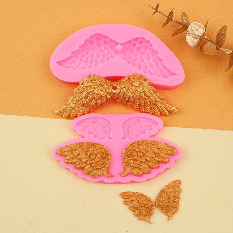 Grandes y pequeñas alas de ángel con agujeros molde silicona DIY yeso aromaterapia holding fragante piedra epoxi