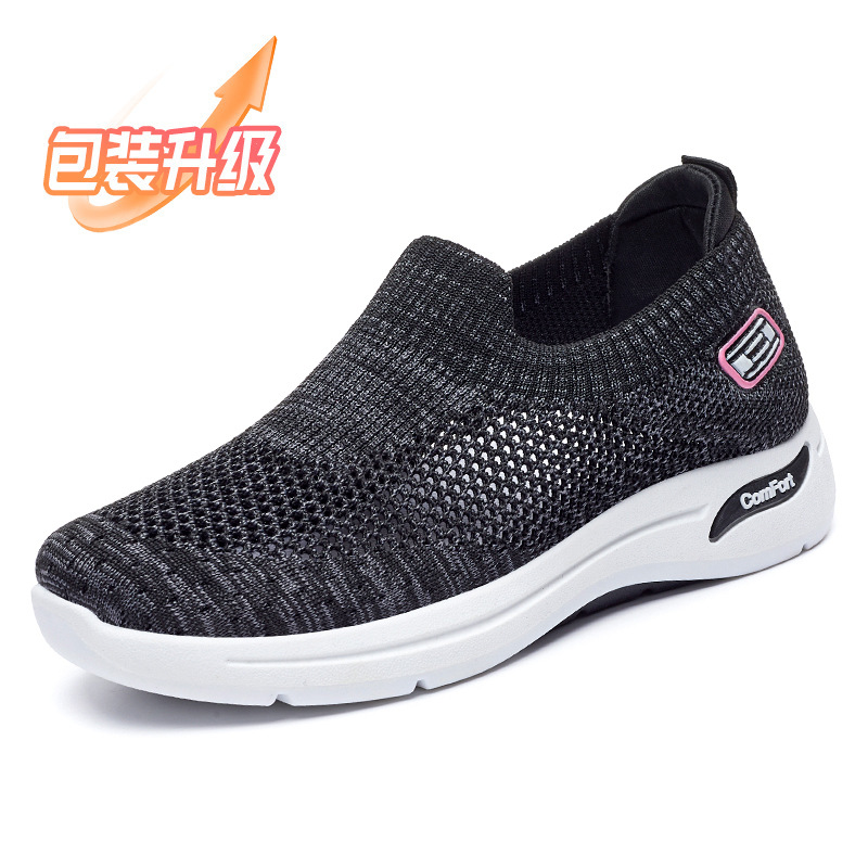 Zapatos de Mujer, Nuevo Estilo de Verano, Zapatos Casuales Transpirables Tipo Calcetín, Zapatos de Mamá con Suela Suave, Exportación Deportiva al por Mayor, Zapatos de Mujer Sin Cordones