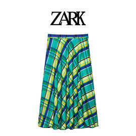 ZARK 欧美新款时尚气质潮流中腰格子A字半身裙 跨境外贸女装批发