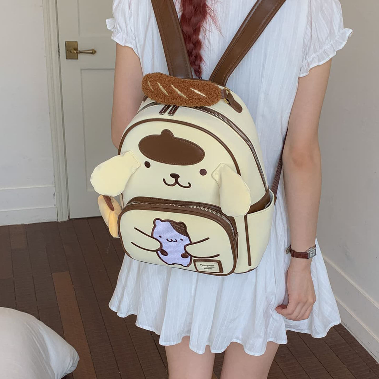 Cute mochila de gran capacidad nuevo tipo 2026 perro dibujos animados estudiantes clase mochila diaria mujer versión coreana