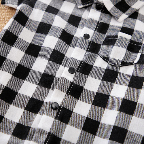 Spring and Autumn style baby onesie, long-sleeved plaid shirt for newborns, gentleman's overseas cross-border clothing