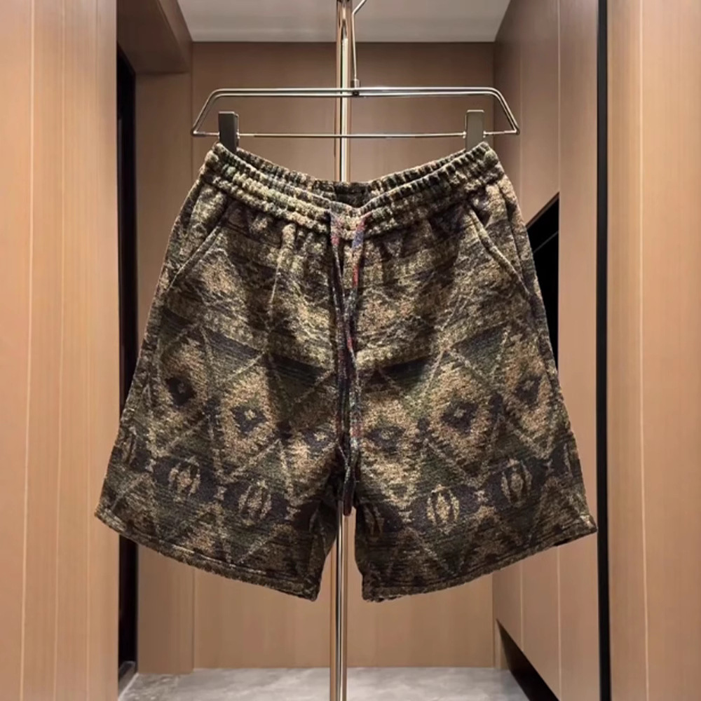Men's Retro Plaid Loose Fit Shorts National Trend Style Summer Casual Sports Breeches Five Point Pants Trendy Brand_viptrois.com