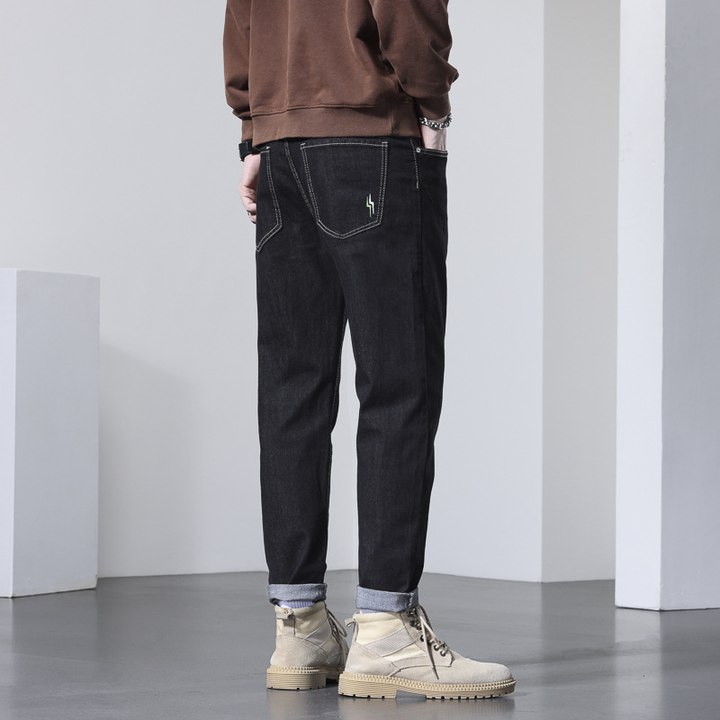 Jeans Men's Loose Straight Elastic Autumn 2024 New Arrival Men's Trendy Brand All-Match Casual Long Pants for Boys