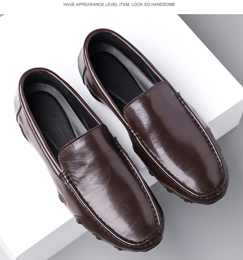 Giày lười nam da bò lớp đầu mũi tròn, gót thấp 1–3 cm, kiểu xỏ chân tiện lợi — G618 màu nâu, G618 màu đen chi tiết 16