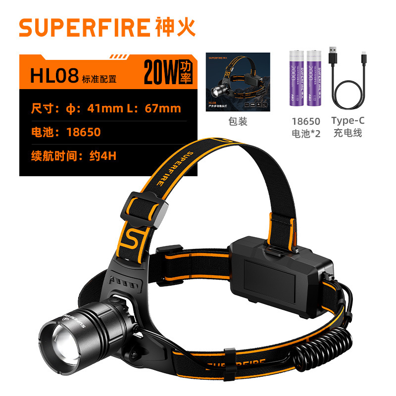 Linterna frontal Shenhuo, luz fuerte, de largo alcance, montada en casco de seguridad, lámpara de minero LED recargable, a prueba de inundaciones, para exteriores, linterna frontal de emergencia, venta al por mayor.