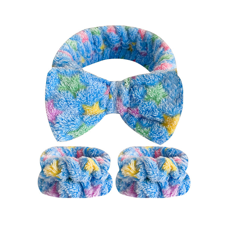 Patrón de tigre europeo y americano arco banda de pelo correa de muñeca traje de lavado de cara de las mujeres diadema estrellado cielo impreso diadema correa de muñeca absorbente