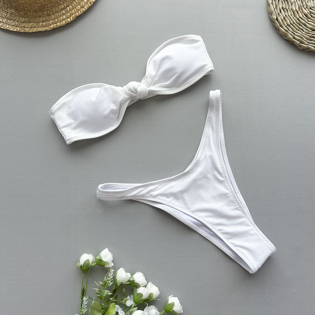 100g Weight Sexy Feel Of Sensation Briefs Panties Style Nylon Fabric Type 2 Pieces Set Quantity Swimming Pool, Beach Occasion Solid Color Pattern Demi Cup Bra Cup Women's Gender Women's Solid Color 2 Pieces Set Bikinis Swimwear 5