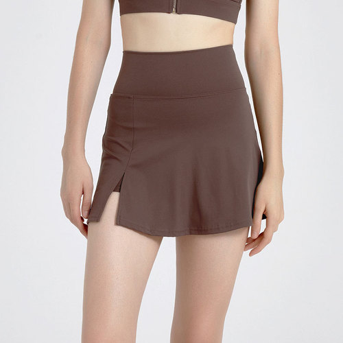 Sports skirt women's side slit sports skirt pants anti-exposure fake two-piece yoga pants skirt fitness yoga skirt tennis skirt