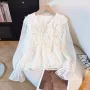 v领春季爱心碎花雪纺衫