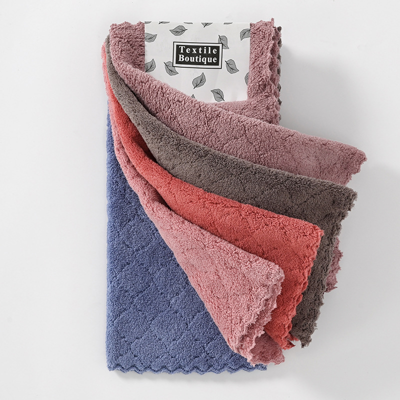 5 toallas de coral 30 * 30 toallas de cocina toallas de leopardo suave absorción de agua toallas de té transfronterizas