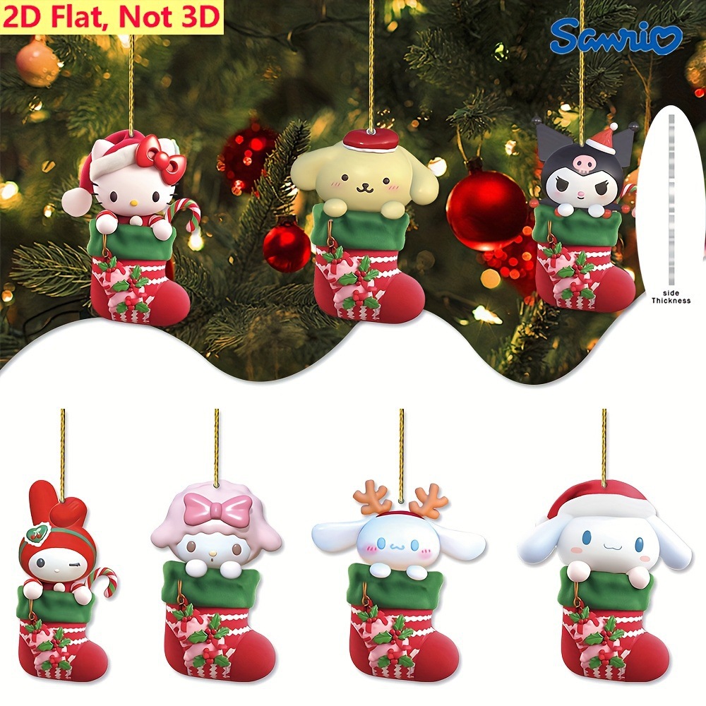 Transfronterizos nuevos adornos de Navidad Sanrio 2D colgantes planos acrílicos árbol de Navidad colgantes de decoración de atmósfera de vacaciones image 1