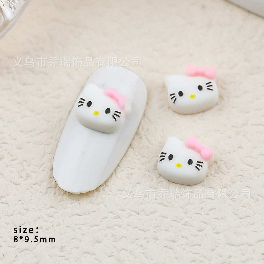 Hello Kitty Nail Art Red de celebridades de Internet Joyas de dibujos animados Sanrio diamante de resina pintado a mano lindos accesorios de gato KT