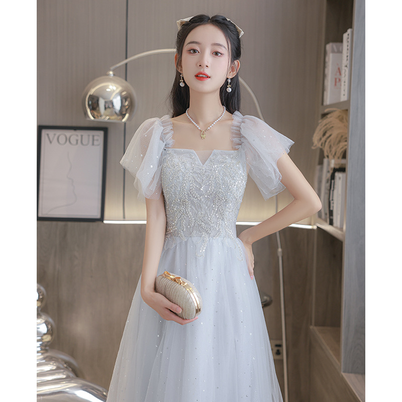 French Evening Dress Fairy Style Student Graduation Vocal Art Examination Host Performance Dress Adult Ceremony Princess Dress Light Luxury Niche
