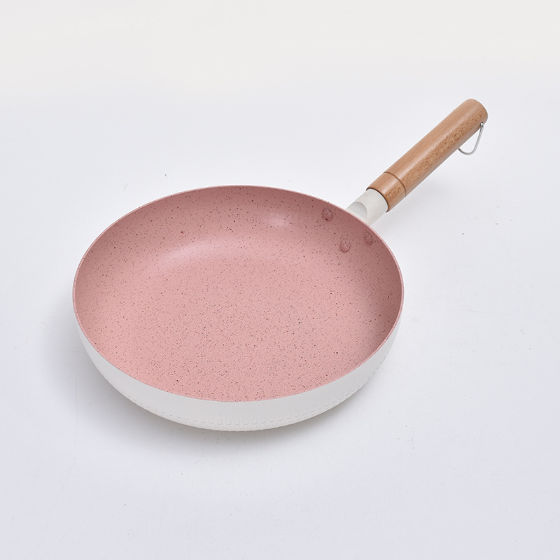 Creativo mango de madera de aluminio sartén cocina de inducción pan universal hogar comida complementaria huevo frito sartén al por mayor