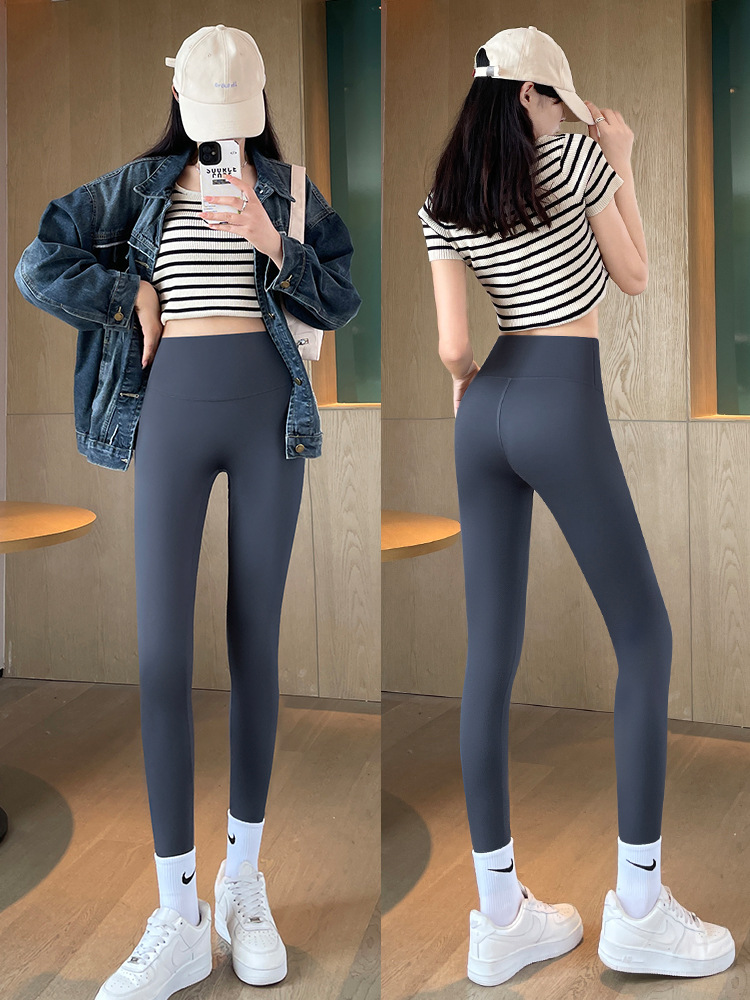 Pantalones de yoga grises de cintura alta con control de abdomen y efecto levanta glúteos para mujer, novedad 2026, leggings finos estilo Barbie para primavera y otoño.