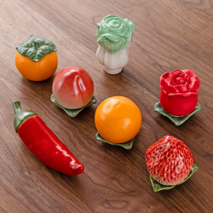 Simulation Vegetable and Fruit Jar Ceramic Creative Props Model Decorative Ornaments Peach Orange Small Tea Jar Sealed Jar