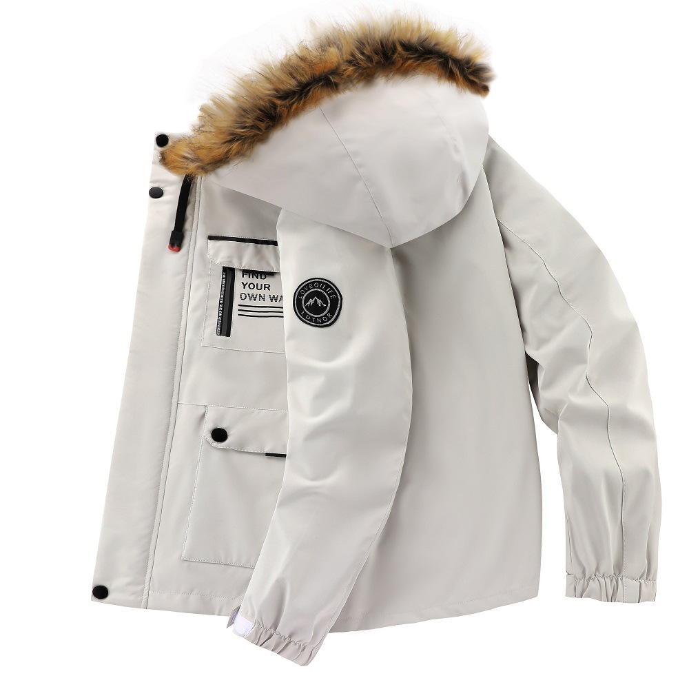 Abbigliamento da uomo Giacca con cappuccio Giacca antivento da uomo Giacca da uomo di media lunghezza Giacca da uomo in velluto spesso Giacca_voghion.com