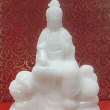 纯天然汉白玉文殊菩萨白玉佛像家居客厅桌面佛堂神像文殊菩萨摆件