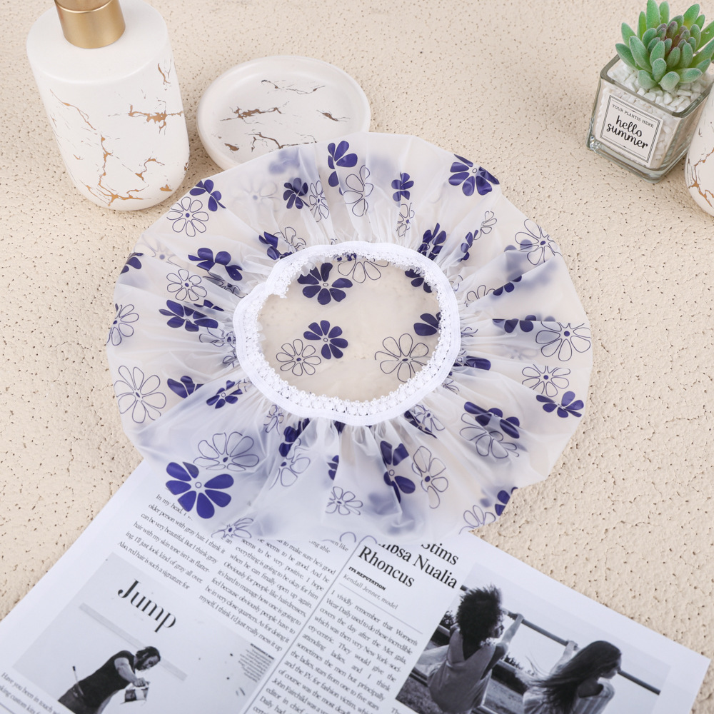 Capas de impresión de PE de una sola capa sombrero de baño más grosado sombrero de baño impermeable sombrero de pelo seco sombrero de ducha sombrero de máscara de pelo sombrero de pelo