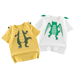 Trendy children's clothing 2025 summer new children's printed short-sleeved T-shirt Korean baby cartoon clothes cross-border supply