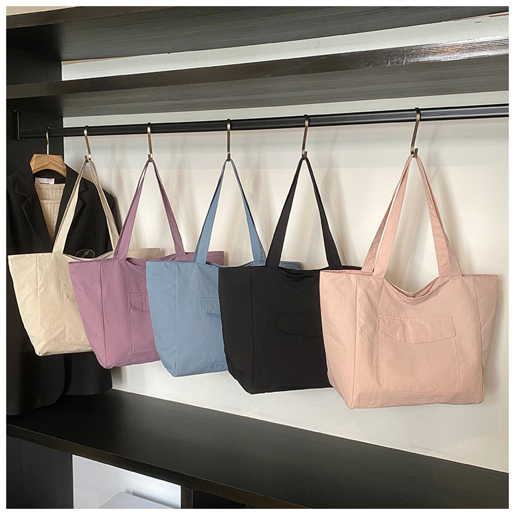 Cross-border laid-back style nylon bag for women 2025 new casual large-capacity shopping handbag, simple and lightweight single-shoulder bag full figure