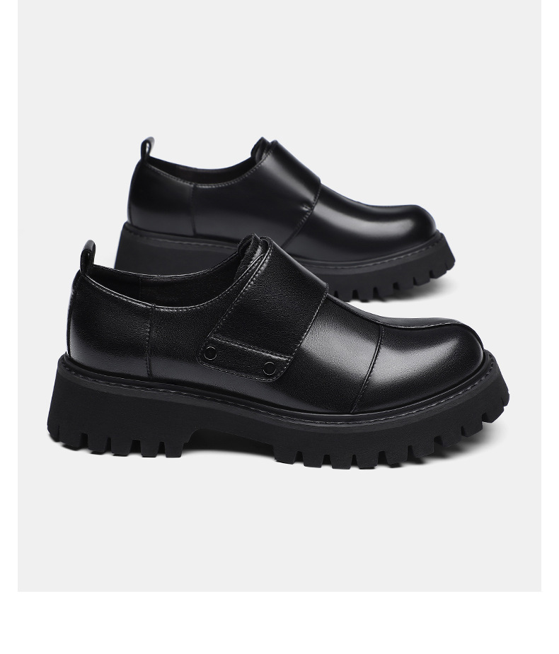 Men's Leather Shoes, New Autumn Model, British Style Casual Workwear, Thick-soled, Height-increasing, Large-toe Shoes_vogvips.com