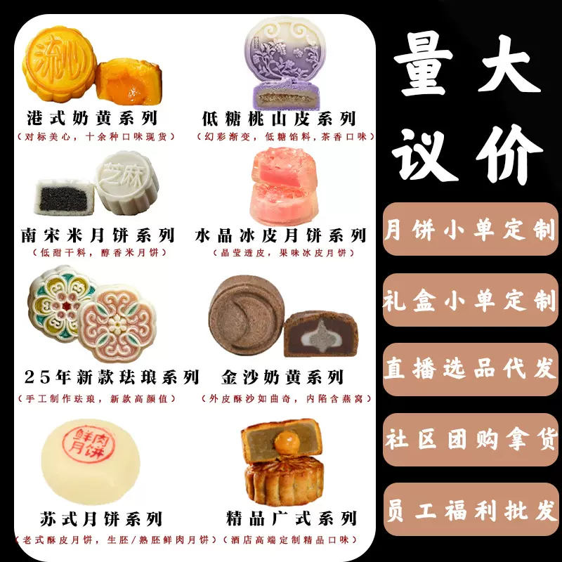 中秋月饼批发门店拿货散装月饼广式蛋黄月饼水果月饼团购礼盒工厂