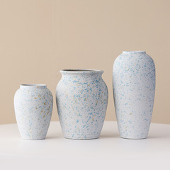 大口径花器無釉セラミック水耕花瓶装飾品陶器ポットレトロ B&B 新しい中国風のシンプルな家庭用家具