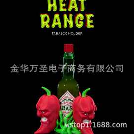 跨境新品骷髅辣椒调料瓶支架 暗黑美食风桌面收纳架