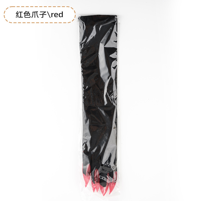 Guantes de garra de Halloween, uñas de lentejuelas negras, accesorios de cosplay de Hollowen, guantes de uñas largas