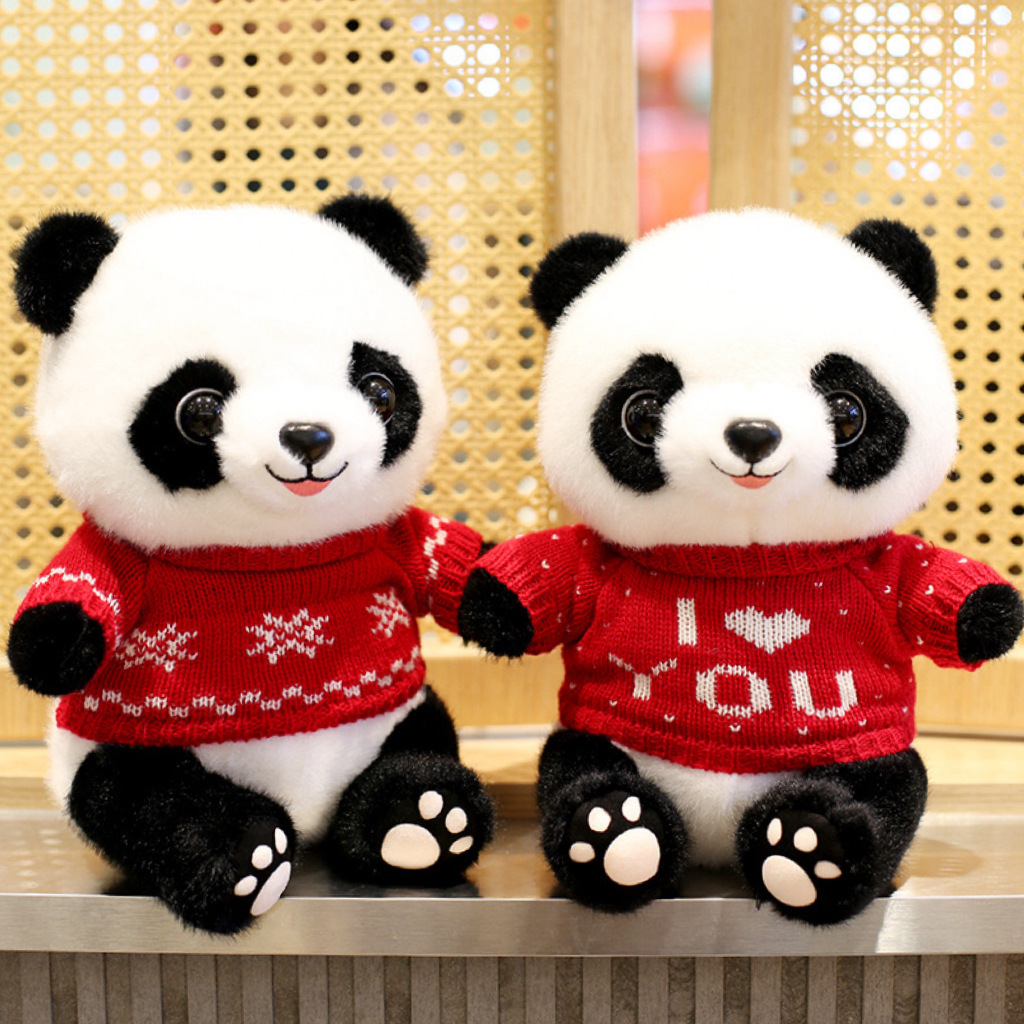 Disfraz encantador panda muñeca juguetes de peluche base panda recuerdos simulación tesoro nacional panda gigante puede agregar logotipo