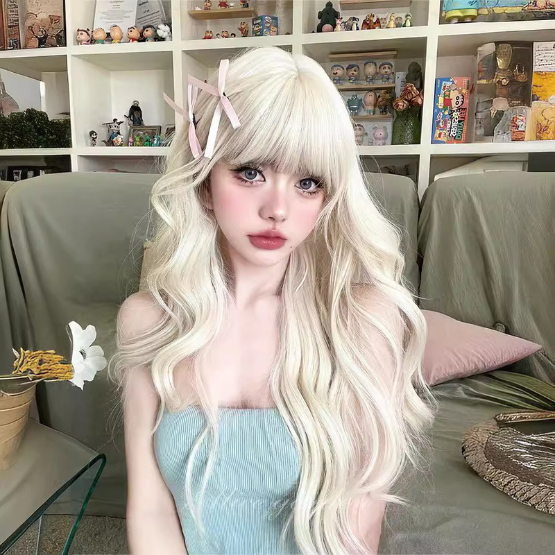 假发女生全头套自然减龄长直发Lolita齐刘海万用cos圆脸jk黑长直|undefined