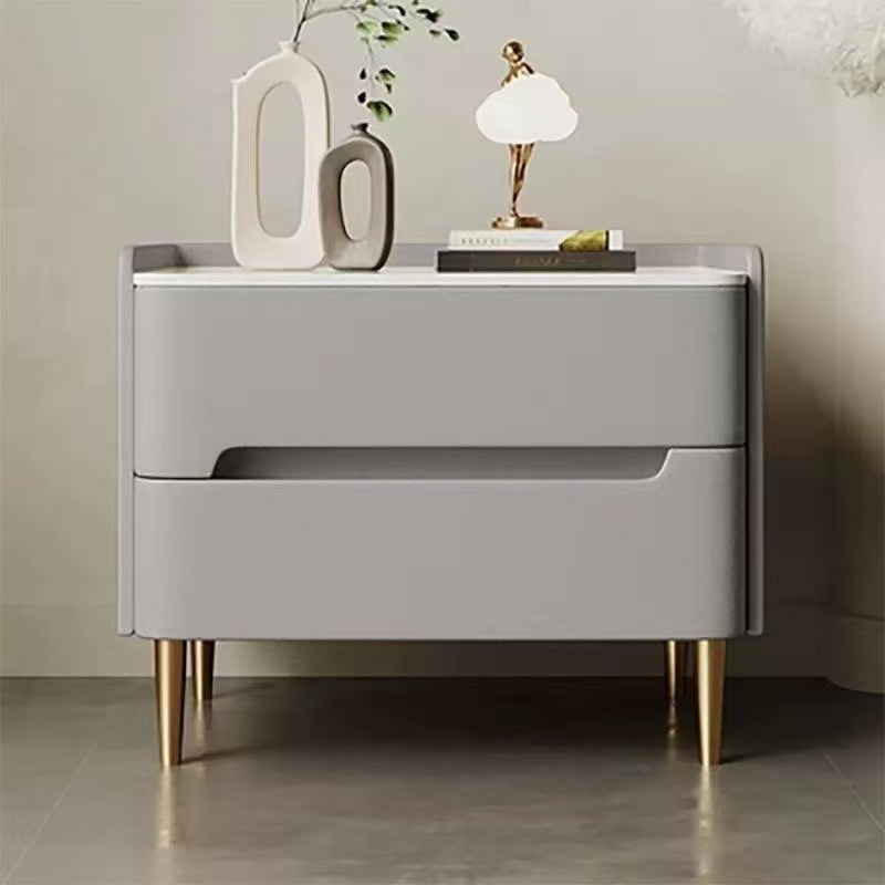 All Solid Wood Italian Bedside Table Simple Modern Bedroom Home Light Luxury Slate Bedside Storage New Storage Complete